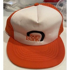 Sun Bank Truckers Cap, Item #C34 Orange/White